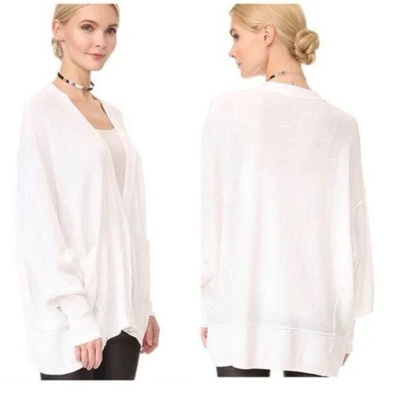 (R4) Free People Days Like This Cardigan Oversized Linen Blend White XS - Picture 1 of 13